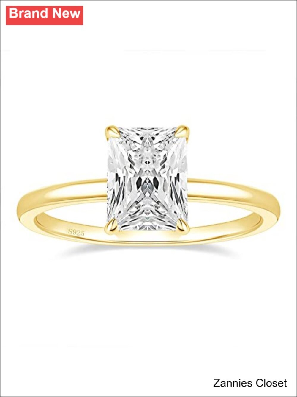 💍 EAMTI 925 Sterling Silver Radiant Cut Engagement Ring Solitaire Prong Set CZ